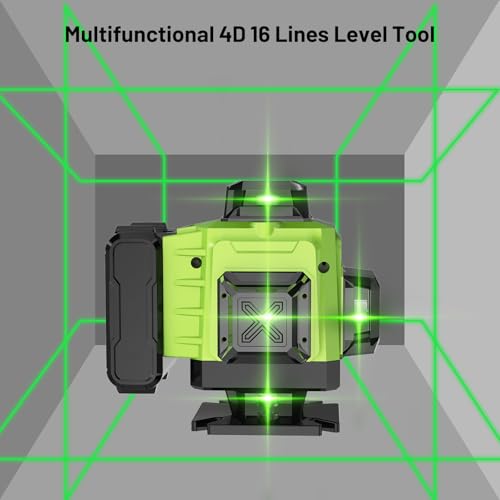 Niveau laser Niveau Laser 16 Lignes Autonivelant 4 x 360° pour Travaux de Construction et Décoration Intérieure, Batteri