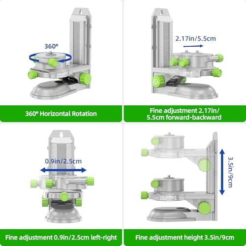 Huepar Pro Adaptateur de Niveau Laser, Rotation 360°, Réglage Fin Front/Back/Left/Right/Up/Down, Support Magnétique et C