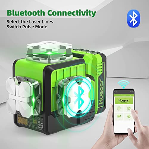 Niveau laser Huepar 360 vert auto-nivelant Bluetooth 3D avec mode d'impulsion et étui de transport rigide_global_recycle