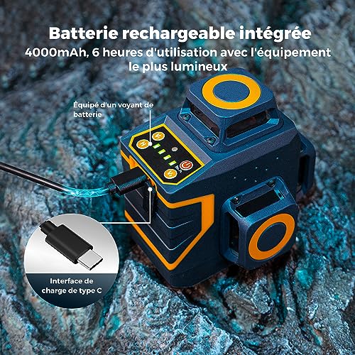CIGMAN Niveau Laser Vert 3x360°, Batterie Li-ion Intégrée, Télécommande