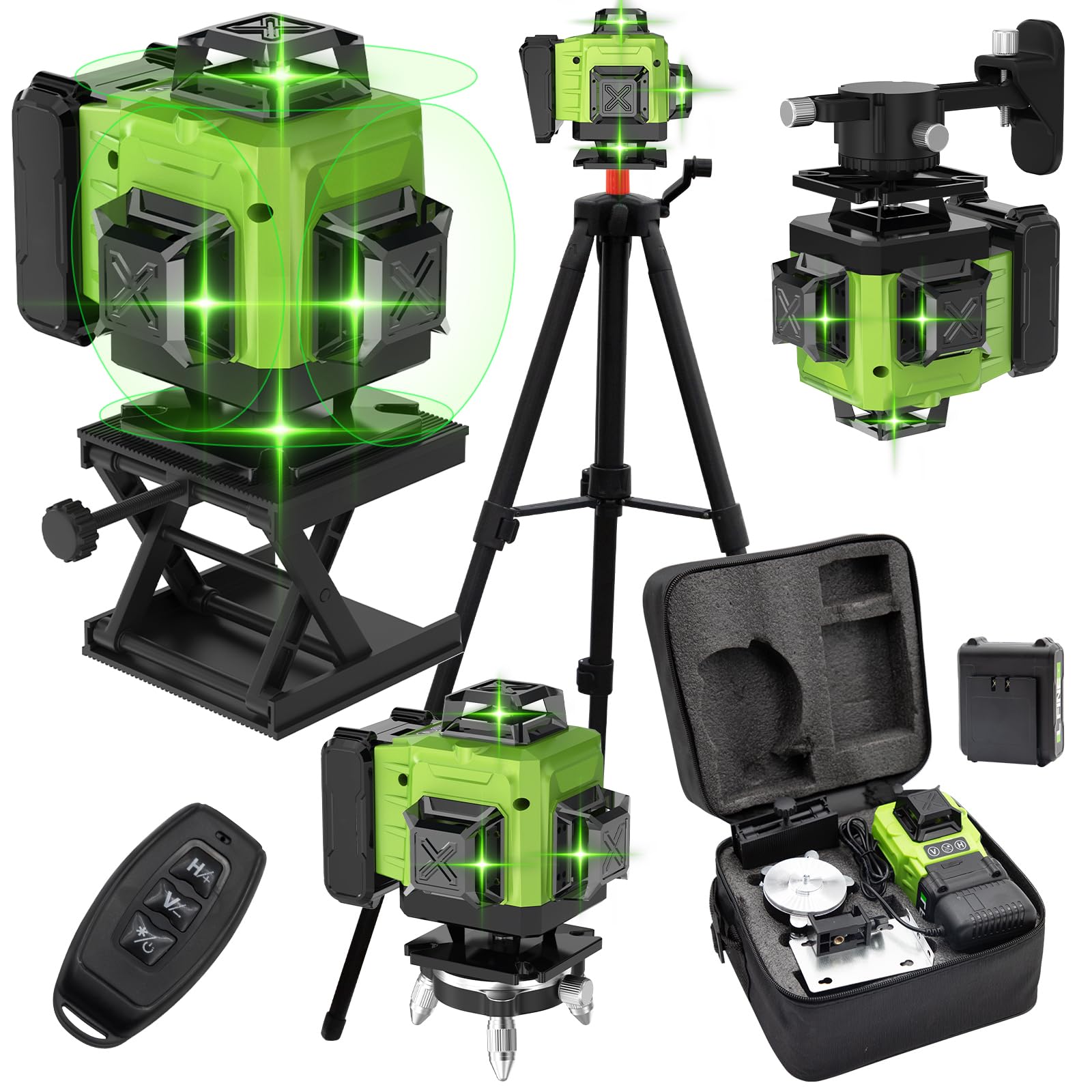 Niveau laser Niveau Laser 16 Lignes Autonivelant 4 x 360° pour Travaux de Construction et Décoration Intérieure, Batteri