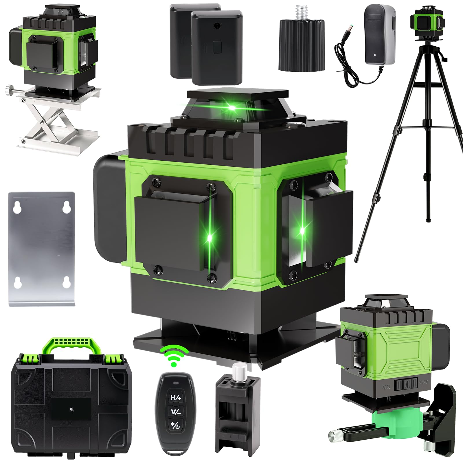 Niveau Laser 4D 16 Lignes rechargeable, parfait pour le chantier, étanche et anti-poussière, avec télécommande