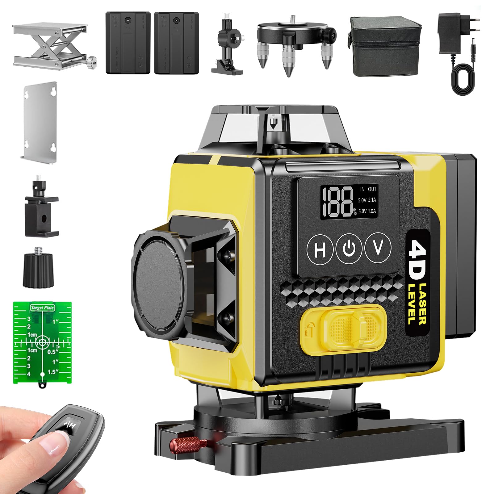 【Mode Impulsion】Laser Autonivelant 360° 16 Lignes IP54 Chantier Professionnels Bâtiment Affichage Numérique 2x Batterie