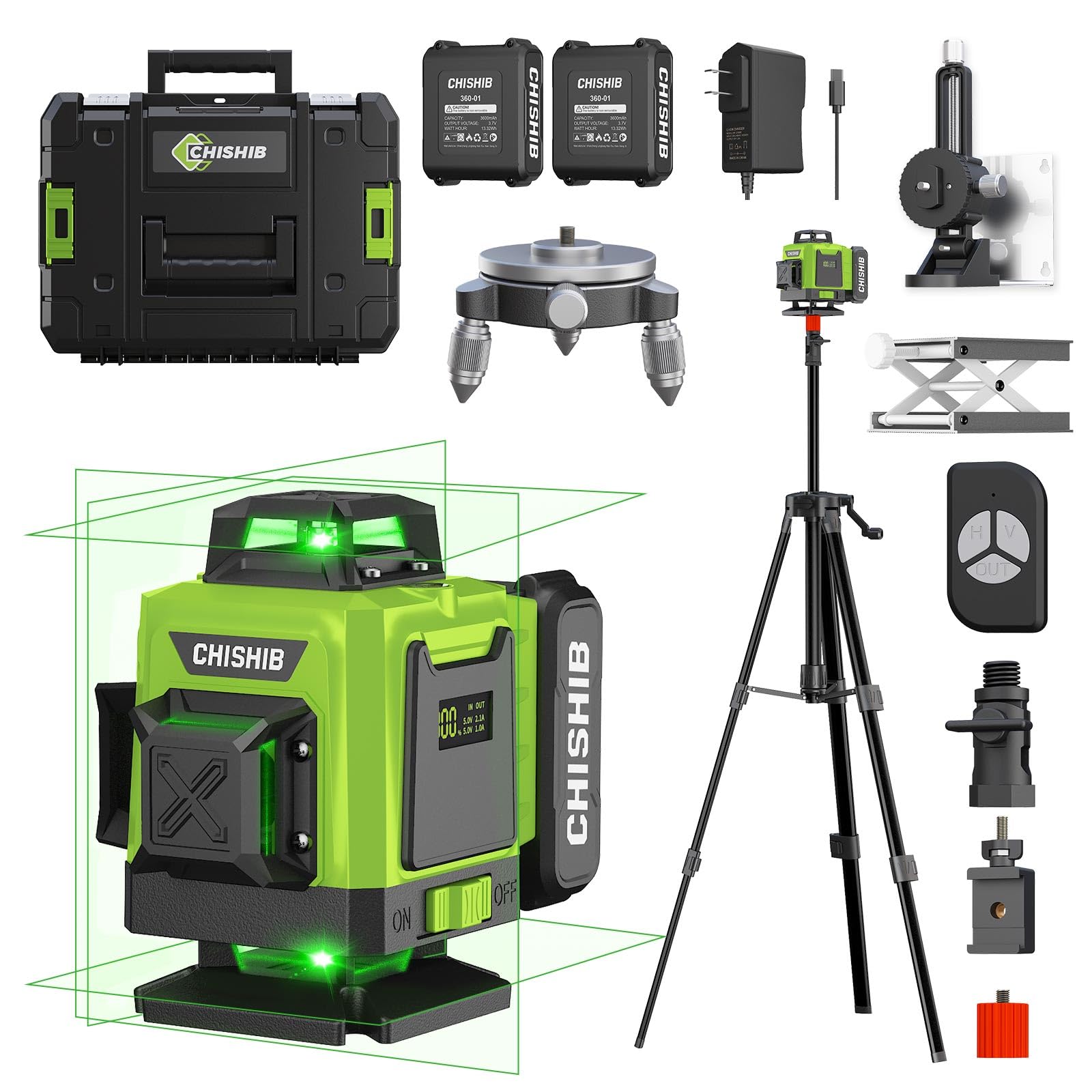 "Kit Niveau Laser 4D Auto-Nivelant 360° - Base Rotative et Accessoires pour Constructeurs, Rénovateurs et Ménages - Nive